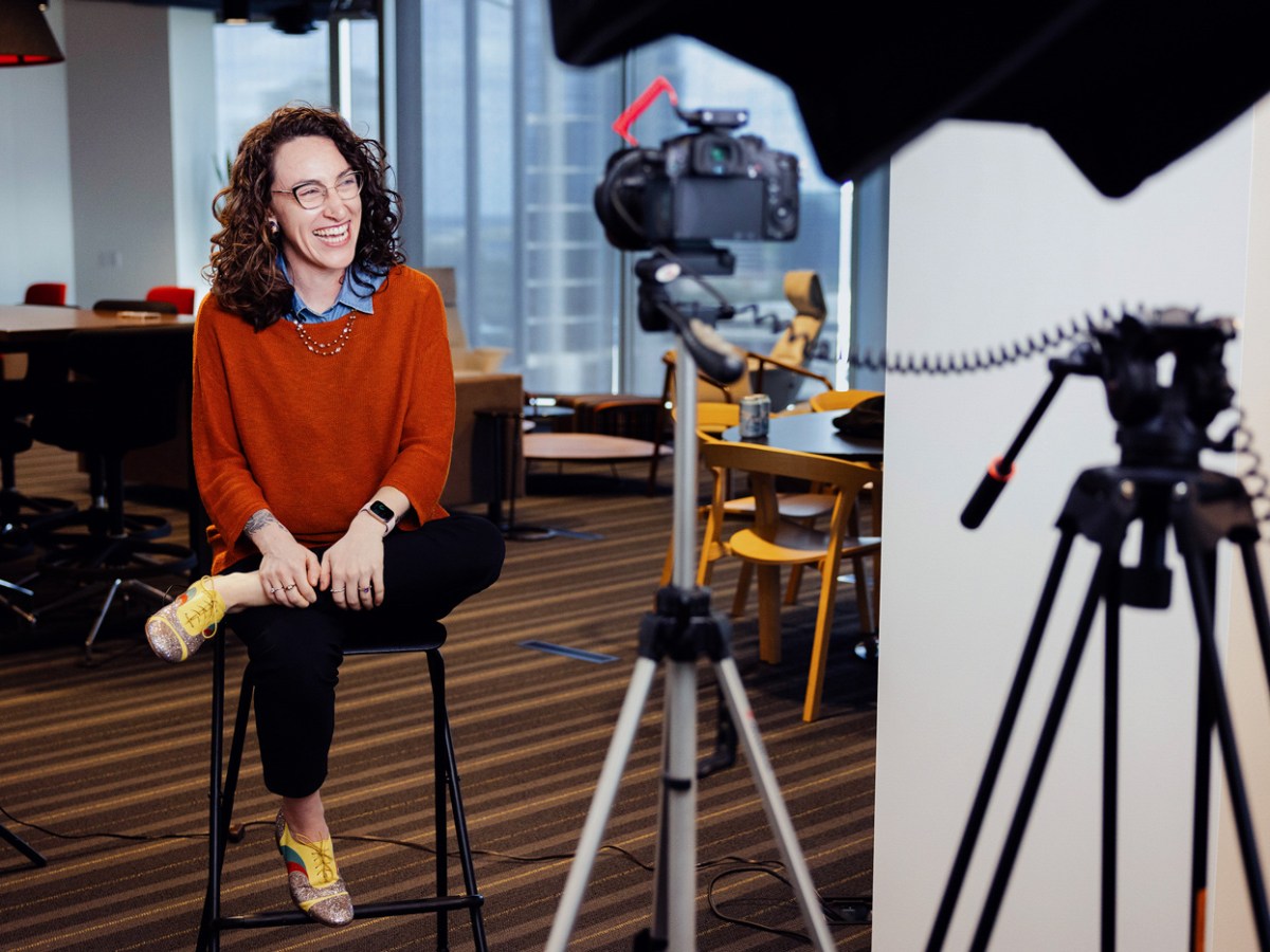 Houston Landing investigative reporter Alex Stuckey during an interview for a video promo before launching.