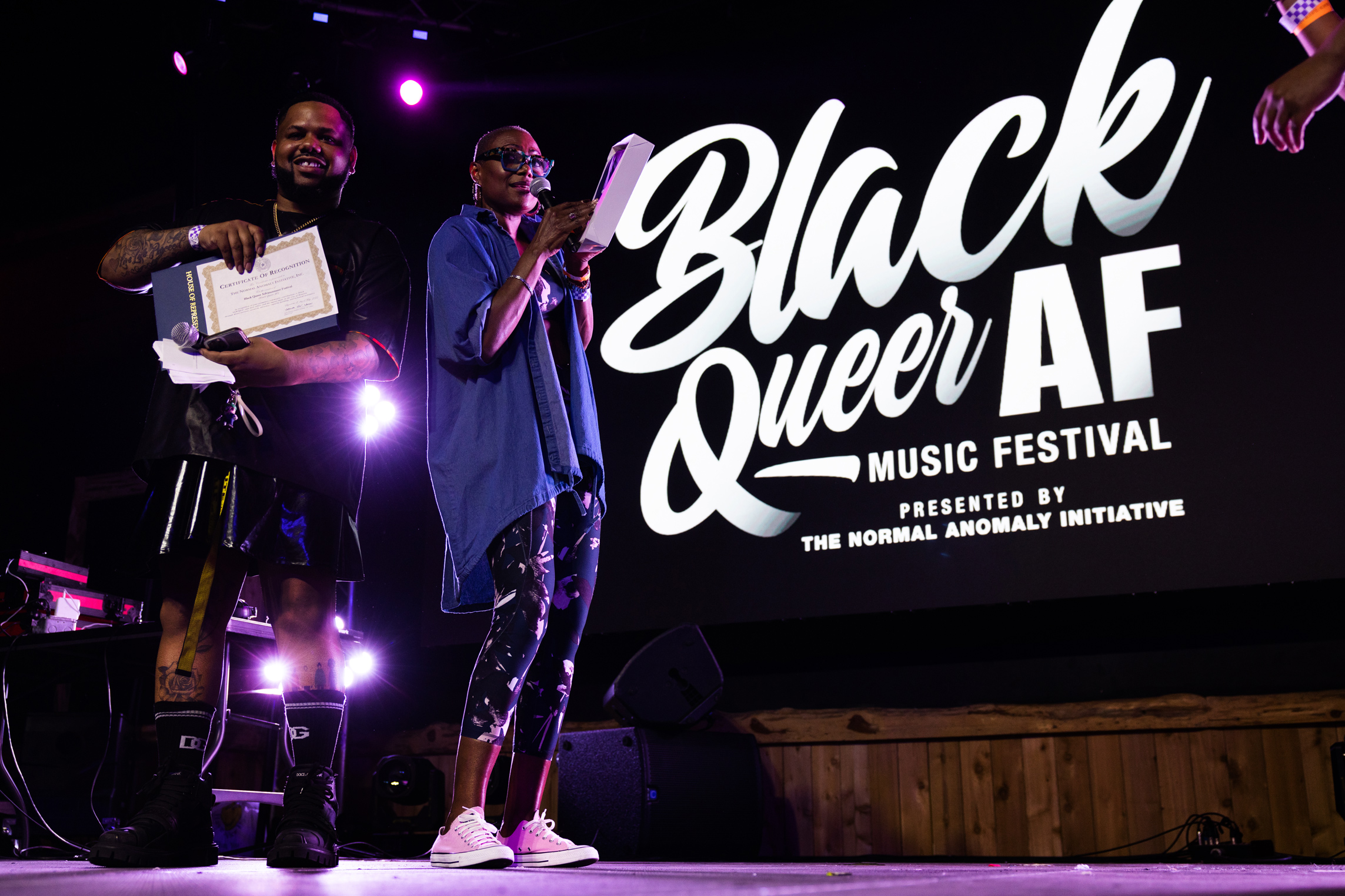 Normal Anomaly Initiative founder and executive director Ian Haddock and Texas state Rep. Jolanda Jones