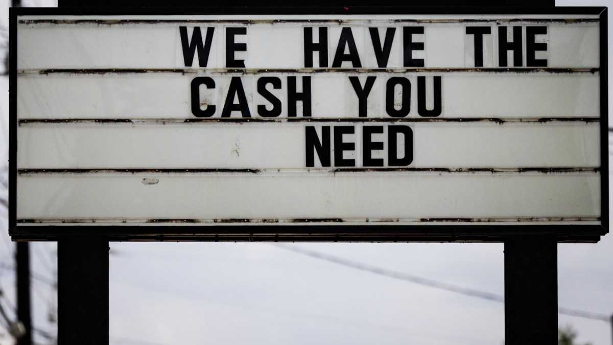 Street sign for a pawn shop