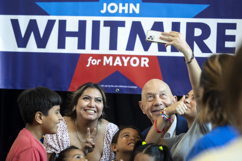 John Whitmire poses for a selfie with supporters during a kick-off for his mayoral campaign at Minute Maid Park on Saturday, June 10, 2023, in Houston