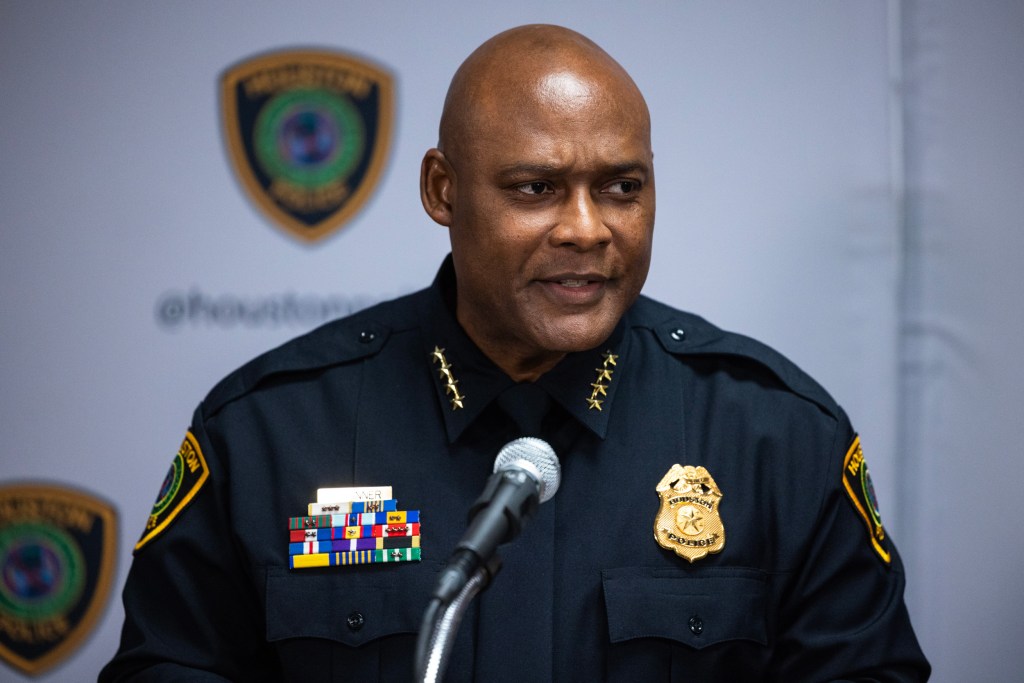 Houston Police Chief Troy Finner at a news conference.