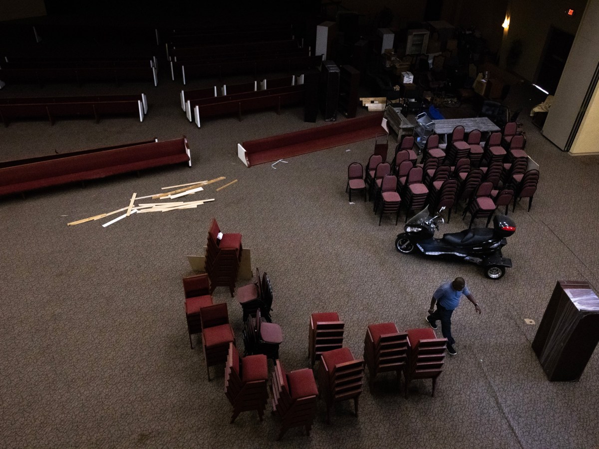 Rahsaan King Sr. walks around the Eden Event Center in Houston