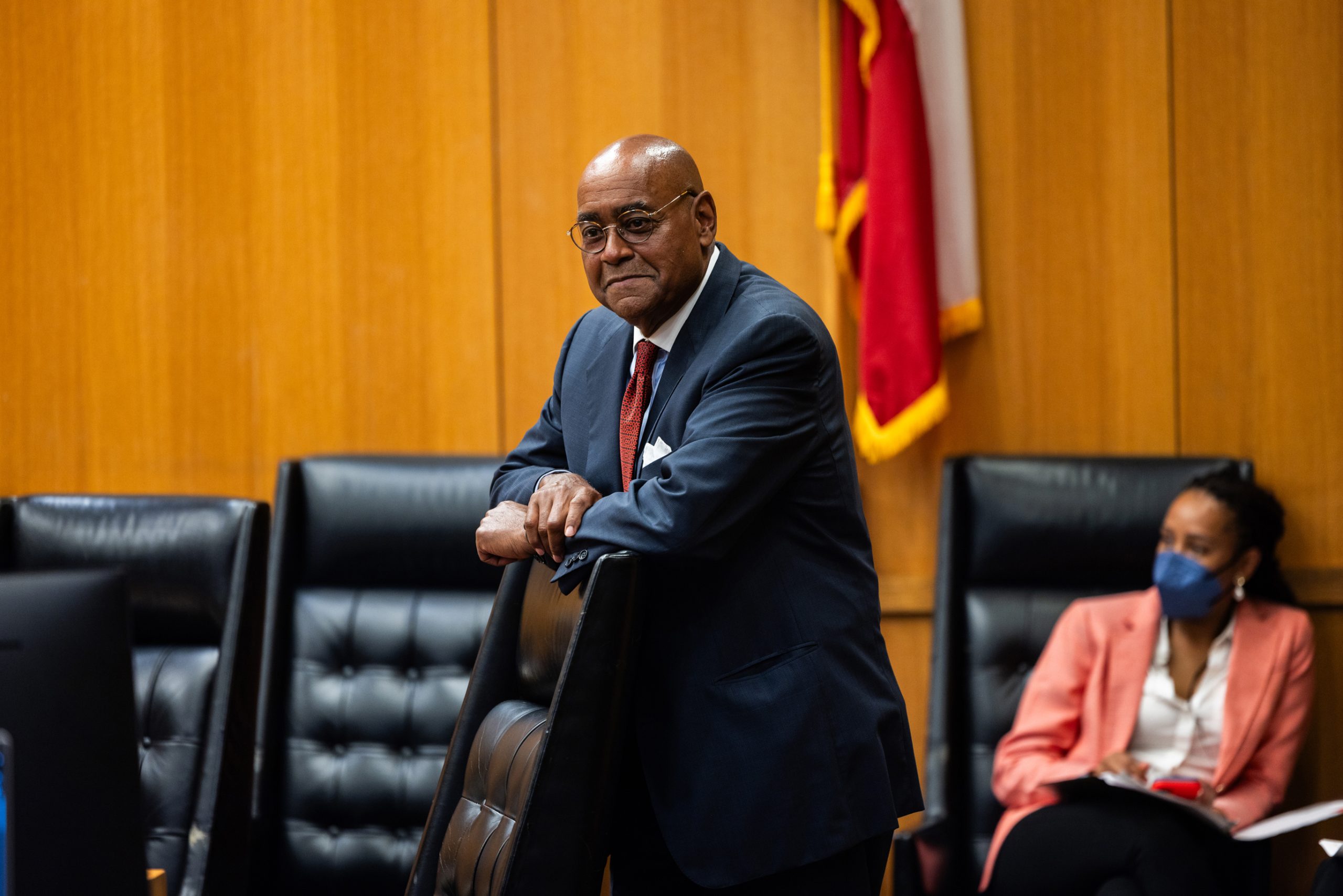 Harris County Commissioner Rodney Ellis attends a Commissioners Court meeting