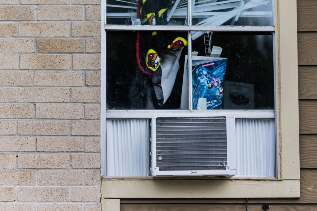 Air conditioning wall unit in an apartment at Timber Ridge