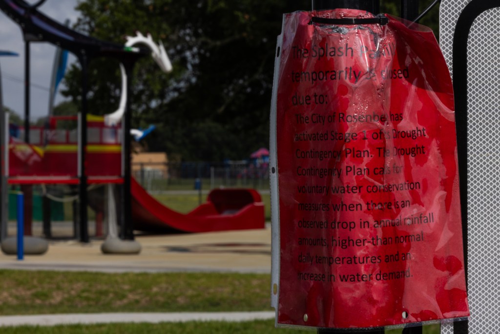 Rosenberg’s Travis Park splash pad is closed to the public as part of the city’s effort to conserve water