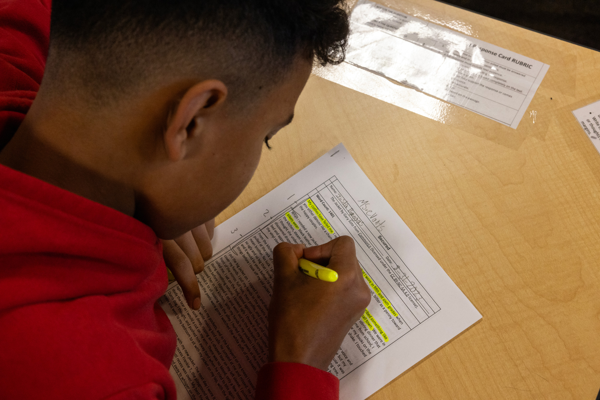 A student works on classwork in a team center Aug. 31 at Houston ISD's Sugar Grove Academy in Houston's Sharpstown neighborhood