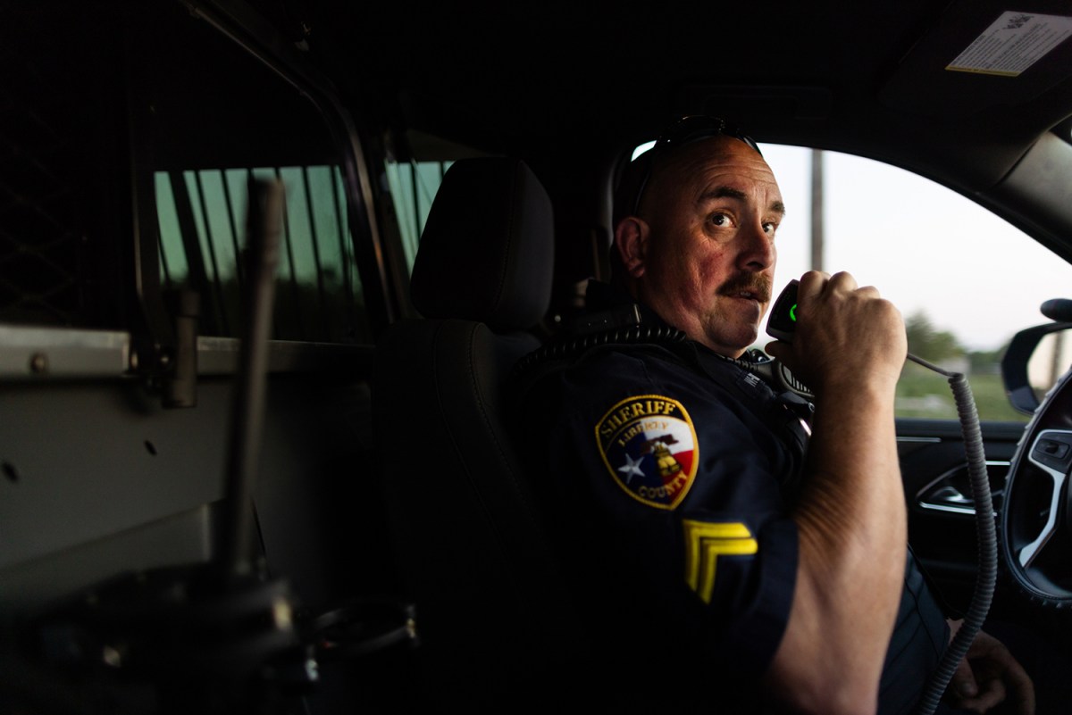 Liberty County Sheriff's Cpl. Robert Whitesel patrols the Colony Ridge development Sept. 3.