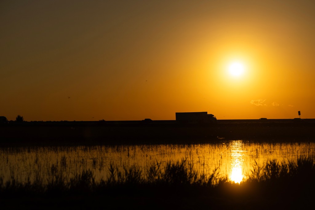 View of Interstate 10 at sunset