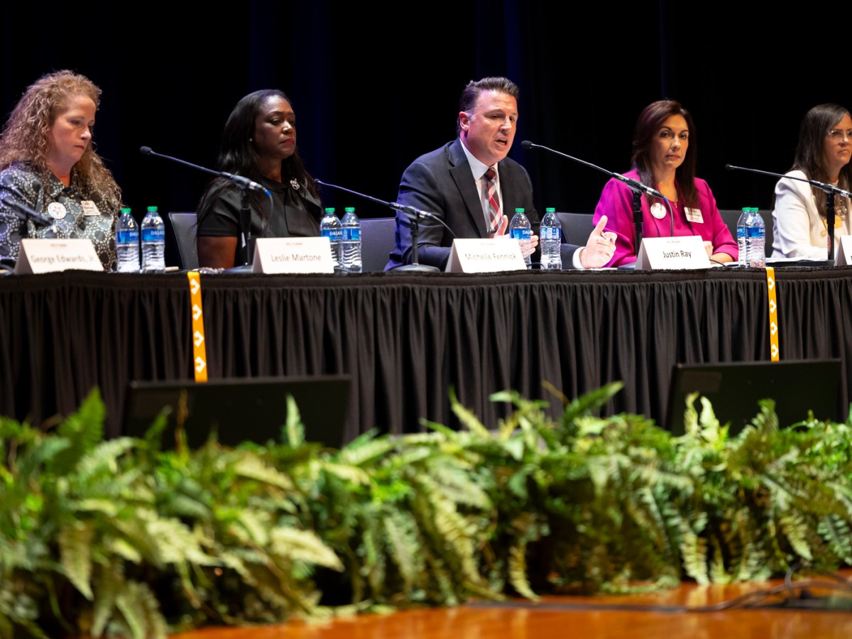 Cypress-Fairbanks school board trustee candidates participate in a debate forum on Oct.17 in Cypress.
