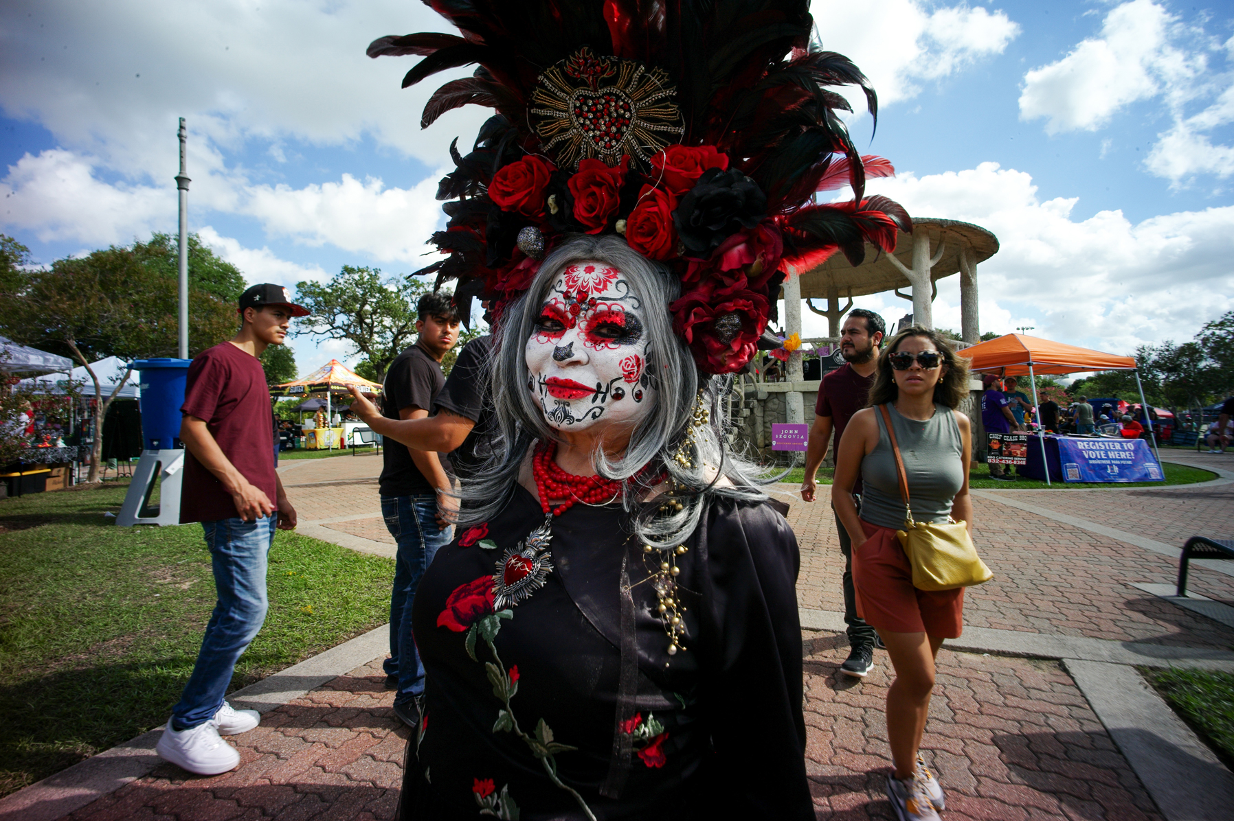 Judge Esmeralda Peña Garcia poses for a photo at Hidalgo Park before the Dia de los Muertos festival began, Saturday, Oct. 28, 2023, in Houston.