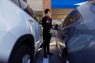Nathaly Reyna, 28, a Houston ISD teaching apprentice who resigned from an NES school, gets ready to deliver food