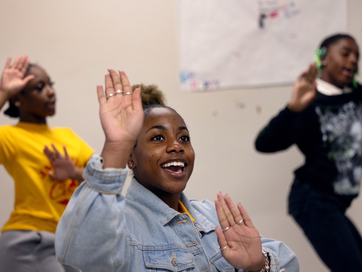 Jack Yates High School senior, student council president and captain of the cheer team Jayla London, 17, leads the cheer team during practice, Thursday