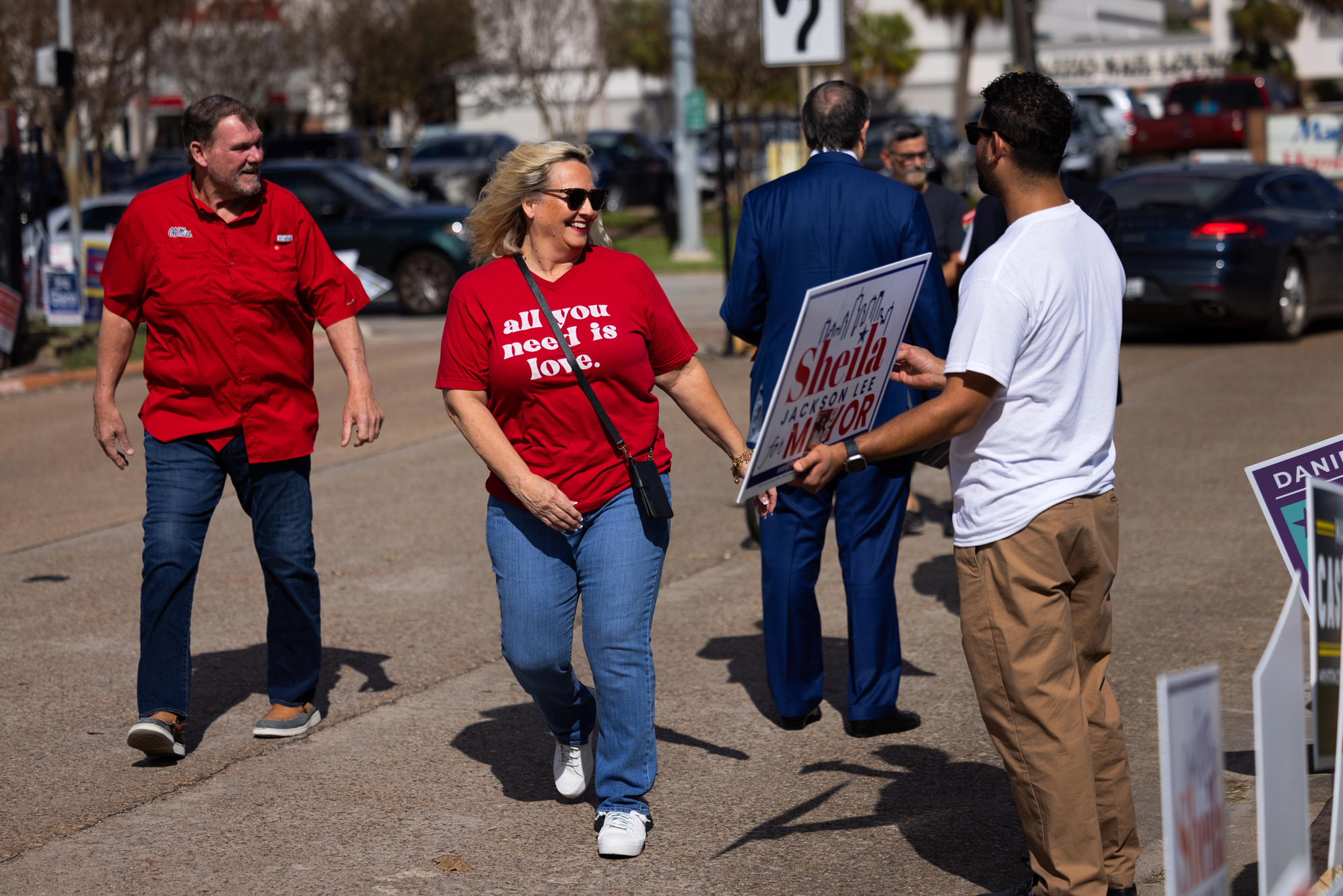 People arrive to vote at the Houston Metropolitan Multi-Service Center on Election Day, Tuesday, Nov. 7, 2023, in Houston.