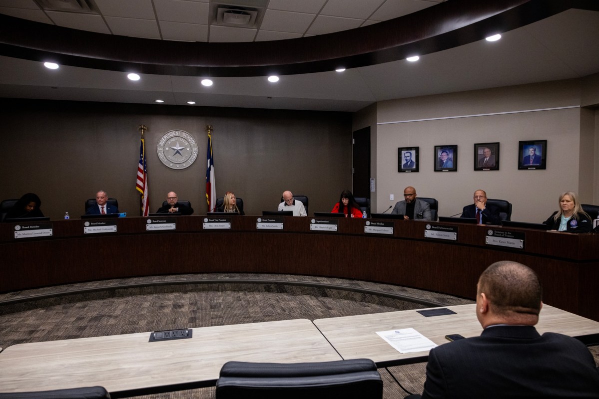 The Humble Independent School District board gathers during a special meeting Dec. 21 in Humble. (