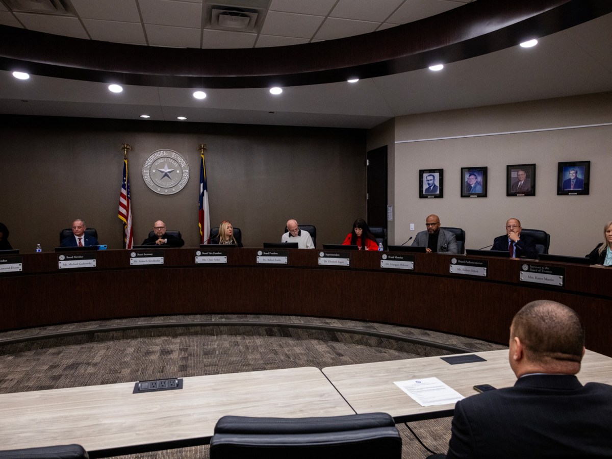 The Humble Independent School District board gathers during a special meeting Dec. 21 in Humble. (