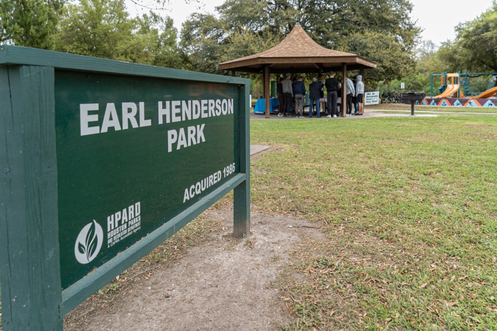 Earl Henderson Park is the staging area for Air Alliance Houston, a group of community advocates who organized a blockwalk to educate the community about the Hardy Downtown Connector project, a proposed four-lane tollway extension near the north side of town,
Saturday, March 9, 2024, in Houston.