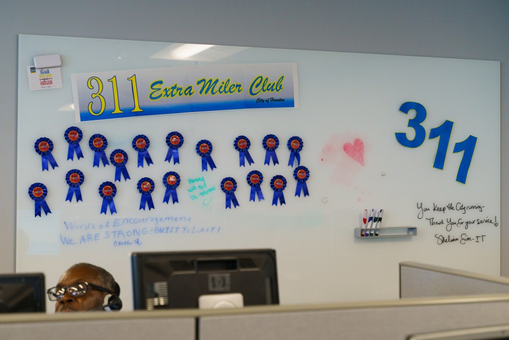 311 Extra Miler Club displays words of encouragement for 311 telecommunicators 