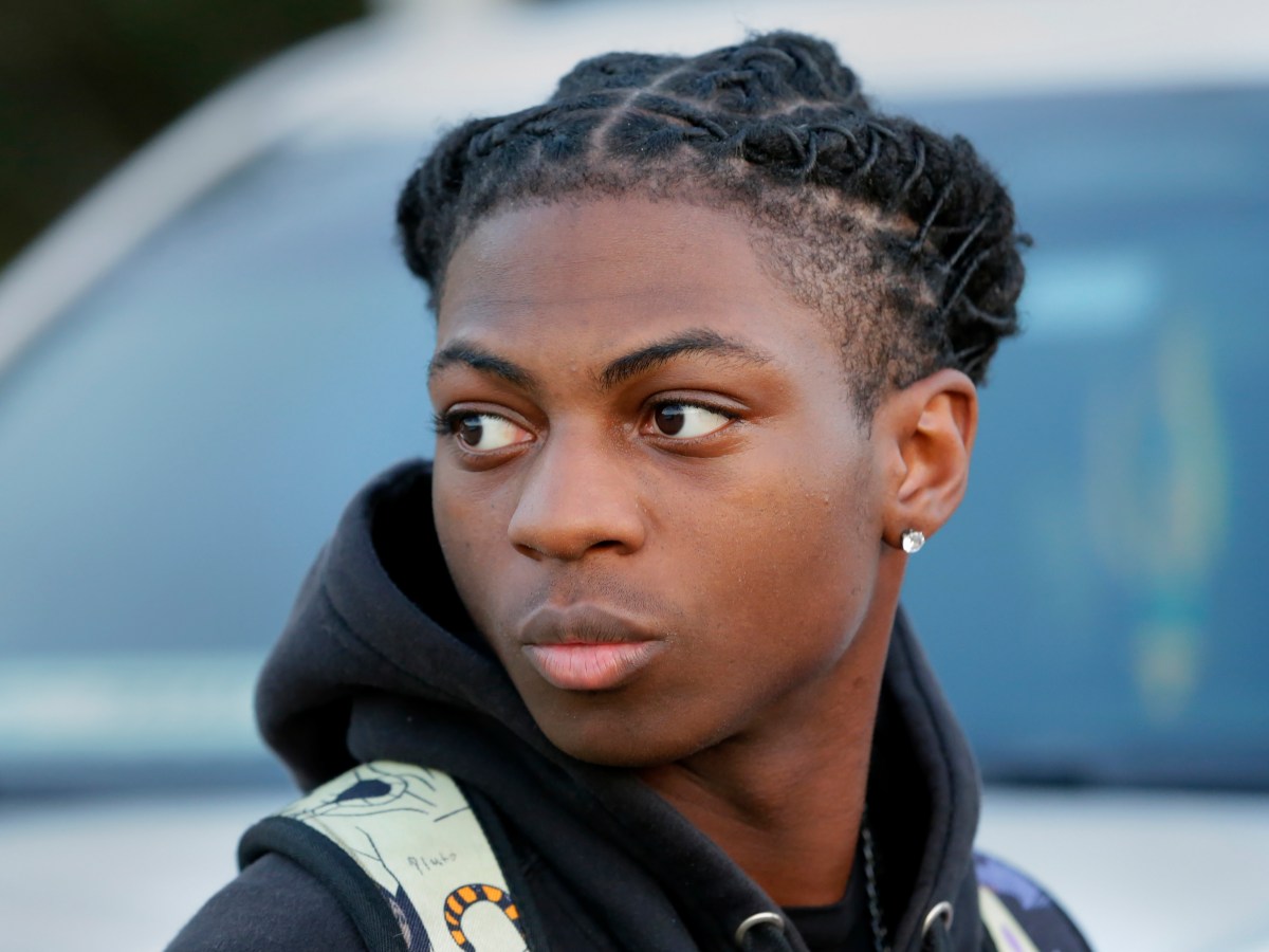 Darryl George, a 17-year-old junior at Barbers Hill High School, is pictured before walking across the street to go into the campus Monday in Mont Belvieu