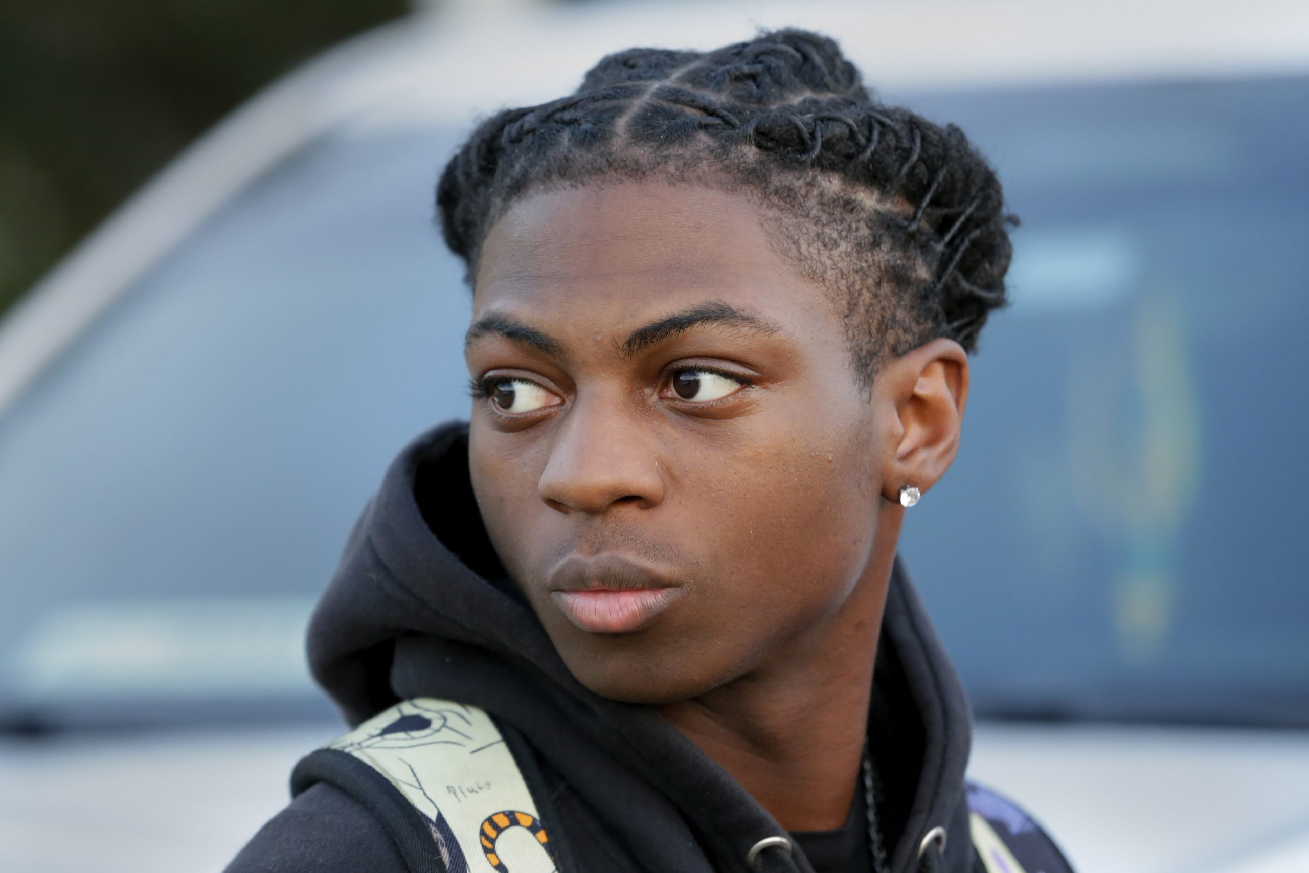 Darryl George, a 17-year-old junior at Barbers Hill High School, is pictured before walking across the street to go into the campus Monday in Mont Belvieu