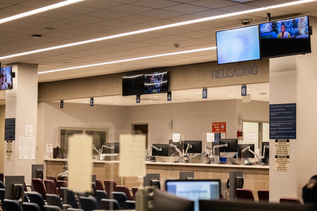 The Harris County Jail Joint Processing Center releasing area.