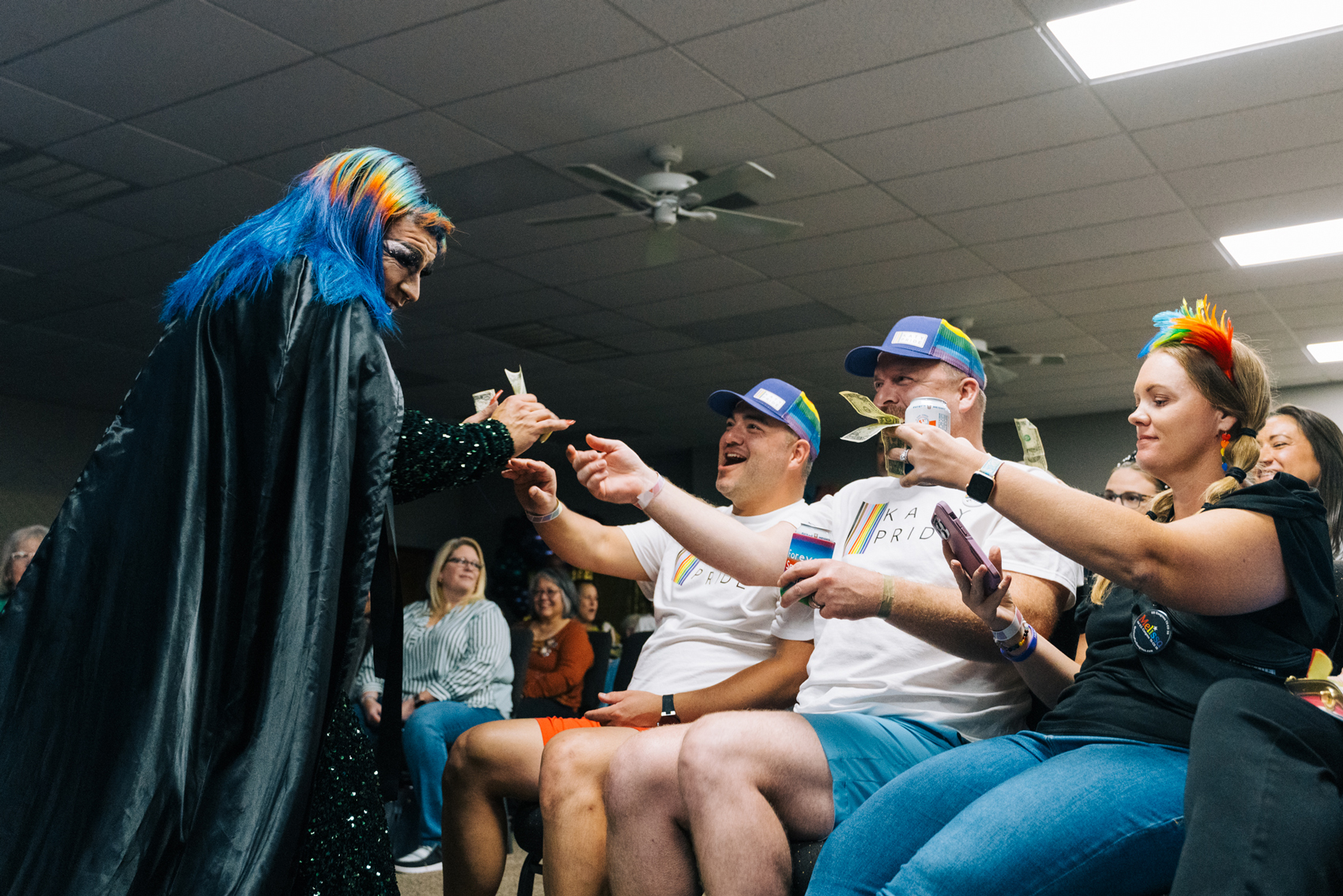 Drag queen Kiki Dion Van Wales performs at the after party, “Wicked with the Queens,” at First Christian Church
