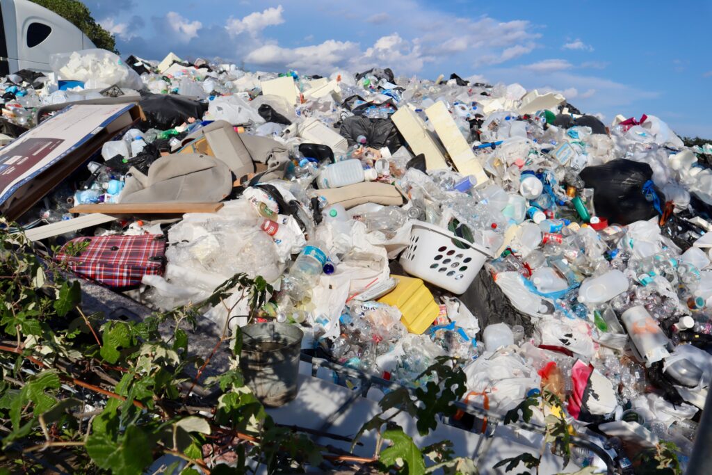 Apple AirTags placed in waste plastic at two all-plastics Houston recycling drop off centers by The Last Beach Cleanup went to this pile of waste in northwest Houston instead to a recycling facility.
