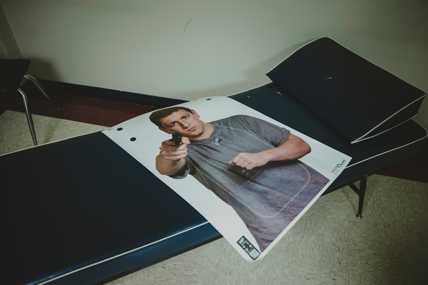 A poster of an active shooter who had been shot at during ‘Active Attack Integrated Response’ (AAIR) training, seen on Nov. 28, 2023 in New Caney 