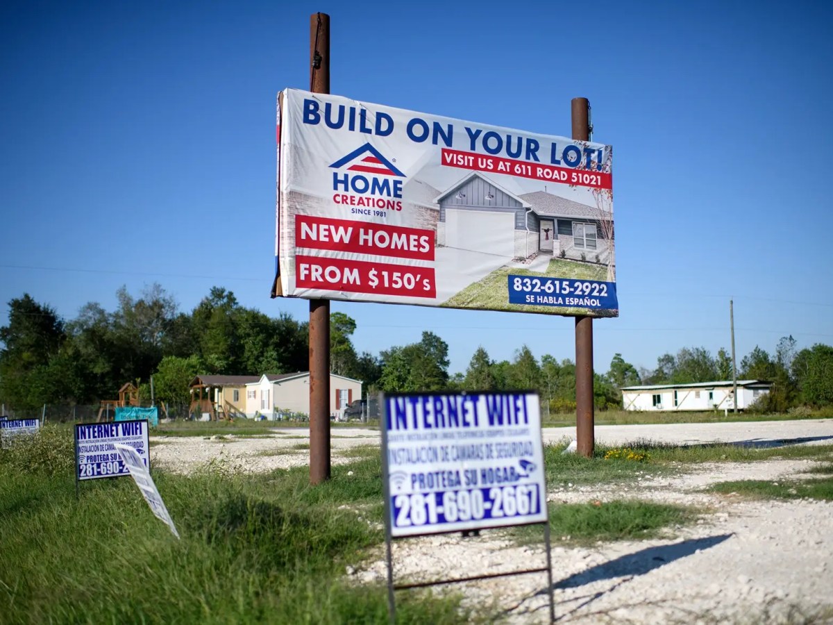 A sign outside the Colony Ridge development on Oct. 10, 2023, in New Caney, Texas.