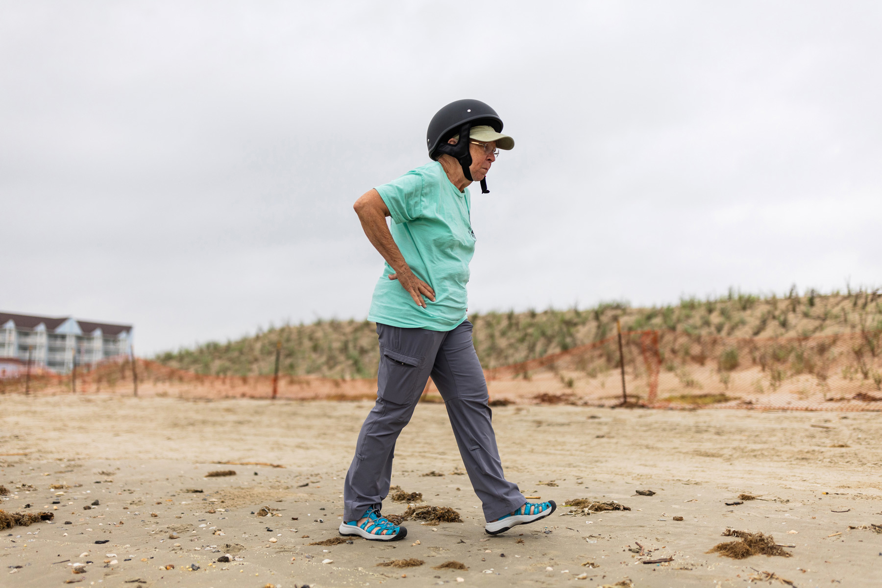 Jo Monday, 76, a master naturalist and Gulf Center for Sea Turtle Research volunteer, is on the lookout for any sea turtles or turtle tracks that could lead her to a nesting site.